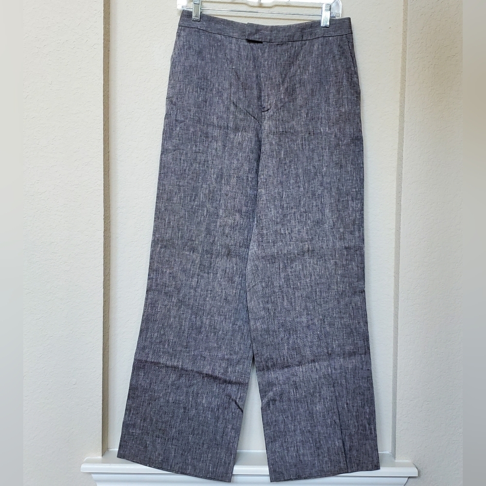 Ellen Tracy Charcoal Wide-Leg Linen Pants. Size 6